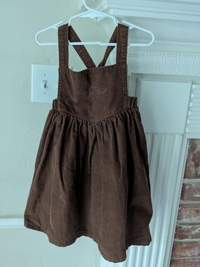 Rosette | Girls Brown Corduroy Pinafore Dress